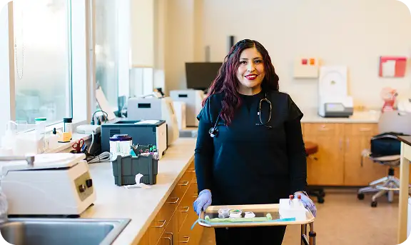 A student in the continuing education program health department