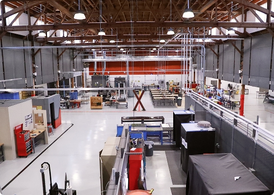 Inside wide view of a technical industrial workshop at OTECH