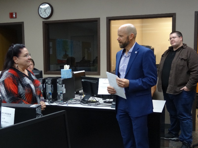 - Ogden Weber Technical College Dellana Herrera, award recipient, and Tyler Call, vice president for college services.